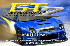 GT Advance 2: Rally Racing title screen for GameBoy Advance